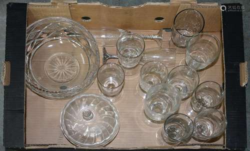 TEN GLASS GOBLETS, VICTORIAN AND LATER, A CUT GLASS BOWL, ETC Good condition