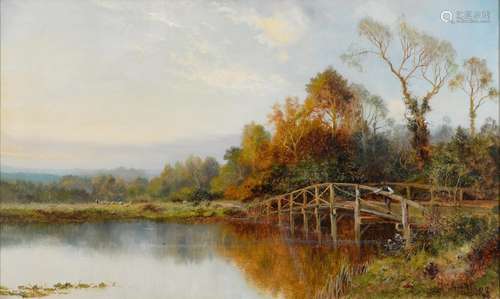 DANIEL SHERRIN – ON THE RIVER MOLE NEAR DORKING, SIGNED, INSCRIBED VERSO EVENING ON THE MOLE NEAR