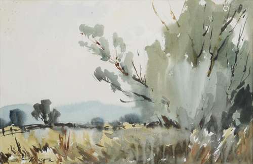 EDWARD WESSON (1910-1983) - LANDSCAPE, SIGNED, WATERCOLOUR, 32 X 49.5CM Good condition