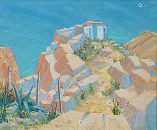 WALLACE FRANCIS DOYLE (1901-1980) - LOOKOUT POST PALAMOS, INSCRIBED WITH THE PRICE 45 GNS ON THE