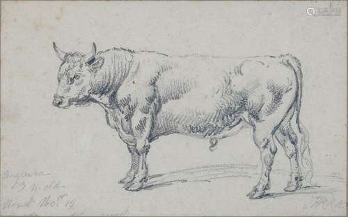 JAMES WARD, RA (1769-1859), STUDY OF A BULL, SIGNED (JWRD RA) AND INSCRIBED ANGLESEY Y. OLD NEXT