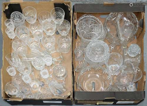 MISCELLANEOUS CUT AND OTHER DRINKING GLASS, INCLUDING SEVERAL PART SETS, A BISCUIT BARREL AND COVER,