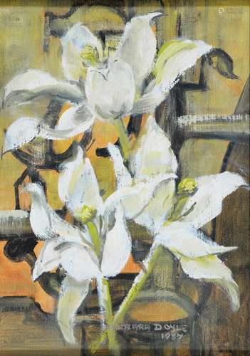 BARBARA DOYLE, NÉE BANKS - FLOWERPIECES, EIGHT, SIGNED AND/OR INSCRIBED ON LABEL VERSO, OIL ON