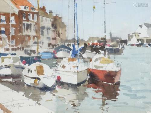 JOHN YARDLEY RI (1933-) - YACHTS AT WEYMOUTH, SIGNED, WATERCOLOUR, 23.5 X 33CM Good condition