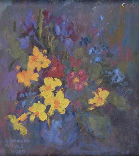 BARBARA DOYLE, NÉE BANKS - FLOWERPIECES, TWENTY TWO, SIGNED AND/OR INSCRIBED ON LABEL VERSO, OIL