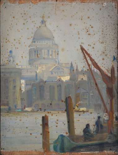 ELLA MARY BANKS, NÉE COATES (1884-1937) - ST PAUL'S CATHEDRAL FROM THE RIVER THAMES; HARBOUR