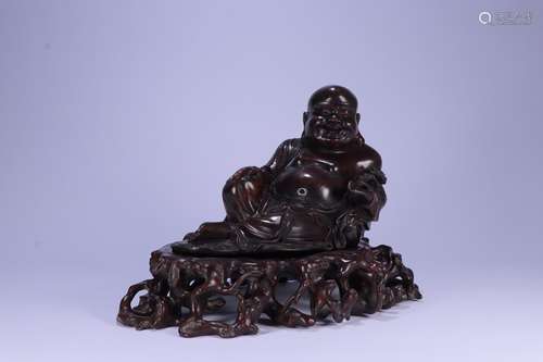 A Chinese Rosewood Buddha Ornament