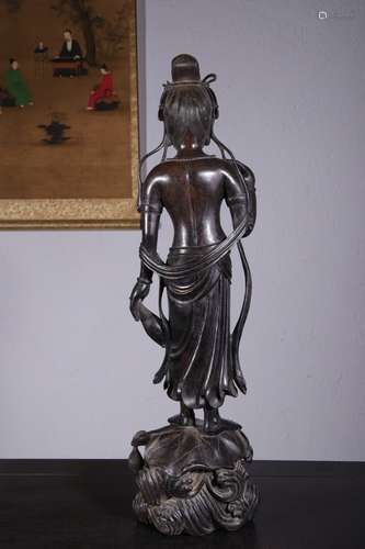 A Chinese Rosewood Guanyin Statue