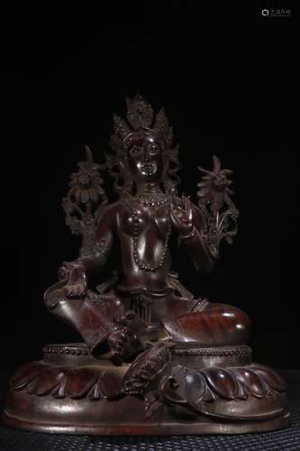 A Chinese Rosewood Bodhisattva Tara Statue