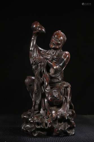 A Chinese Rosewood Arhat Statue