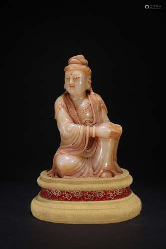 A Chinese Furong Stone Guanyin Statue Ornament