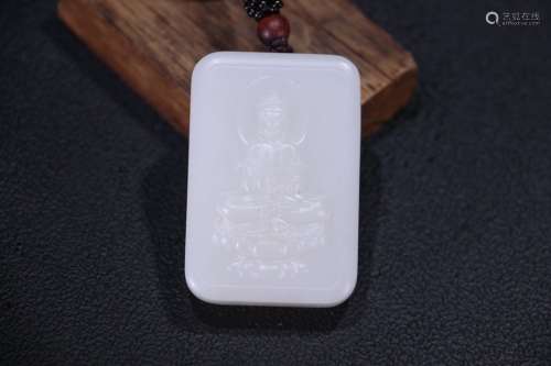 A Chinese Hetian Jade Guanyin Pendant