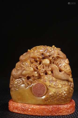 A Chinese Tianhuang Stone Dragon Ornament