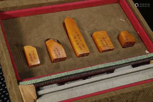 Set Of Chinese Tianhuang Stone Seals