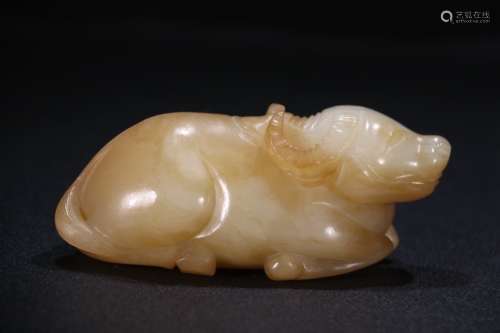A Chinese Hetian Jade Bull Ornament