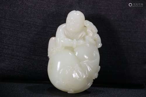 A Chinese Hetian Jade Figure Story Hand Piece