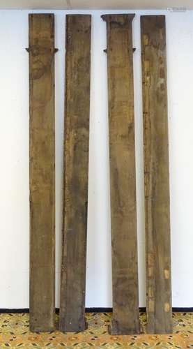 Four 19thC pillasters with laurel wreath decoration and fluted columns. 108