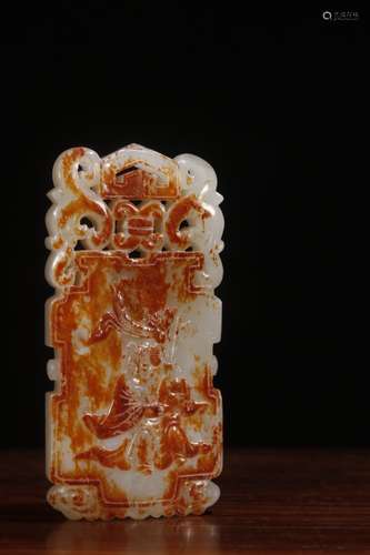 A Chinese Hetian Jade Figure Carved Pendant