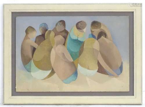 Dorothy Mary Braund (1926-2013), Australian School, Oil on board, Bathers, A modernist composition