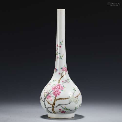 A Chinese Porcelain Famille Rose Floral Vase