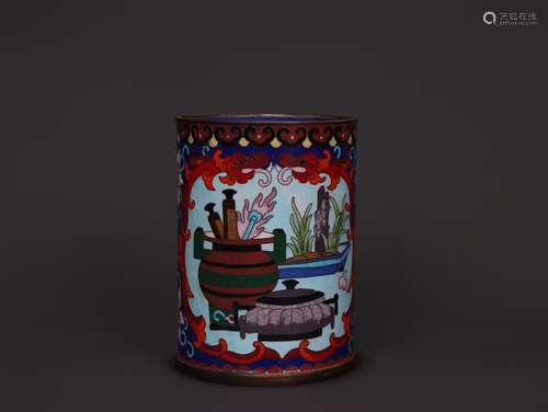 A Chinese Cloisonne Brush Pot