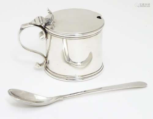 A Victorian silver mustard pot hallmarked London 1897 maker Cornelius Joshua Vander together with