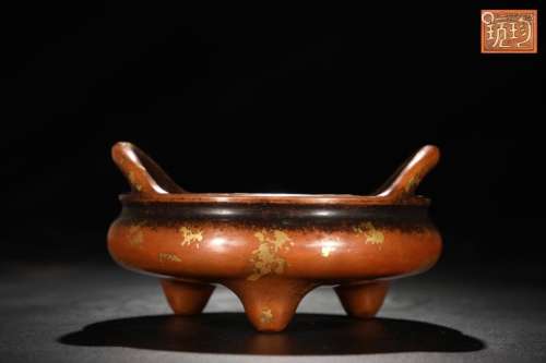 A Chinese Bronze Censer With Partly Gilding
