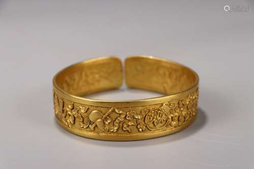 A Chinese Gilt Silver Could Pattern Bangle