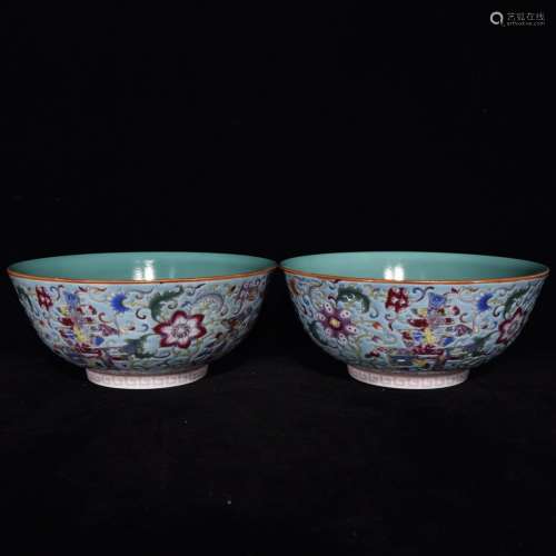Pair Of Chinese Porcelain Famille Rose Bowls