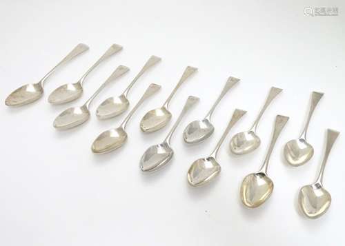 A set of 12 Geo III silver dessert spoons hallmarked London 1804 maker William Eley & William