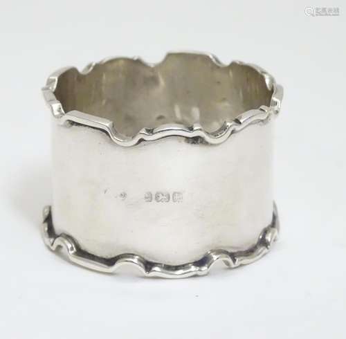 A silver napkin ring hallmarked Birmingham 1928 Please Note - we do not make reference to the