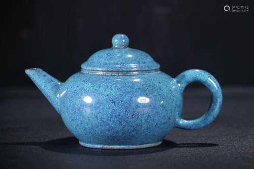 A Chinese Zisha Teapot Of Blue Glazed