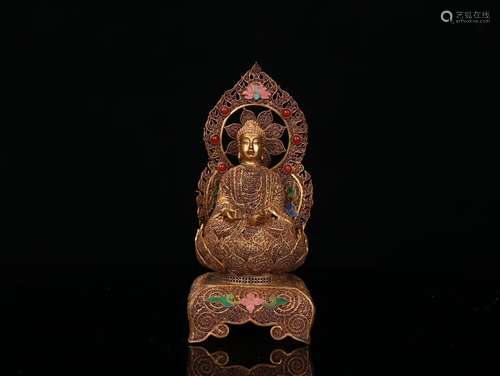 A Chinese Gilt Silver Buddha Statue