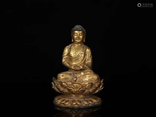 A Chinese Gilt Bronze Gautama Buddha Statue