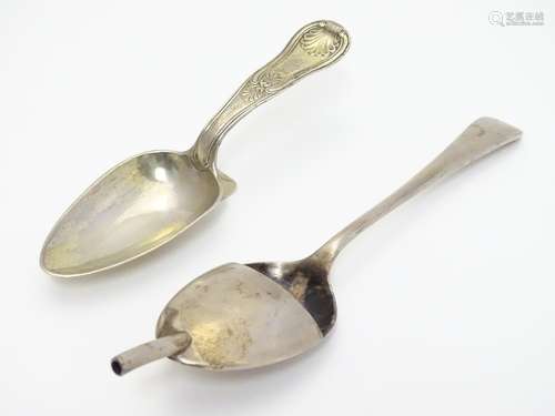 An unusual Swedish silver spoon with wedge section to bowl 6 1/4