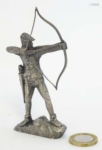 A silver model of an archer holding bow and arrow. Hallmarked Birmingham 1959, Vaughan and sons 4