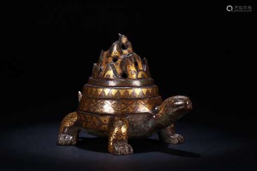 A Chinese Bronze Ware With Silver&Gold Beast Censer