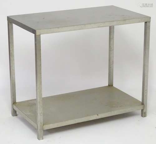 Vintage retro, mid-century: a stainless steel kitchen prep table, with shelf under, 34