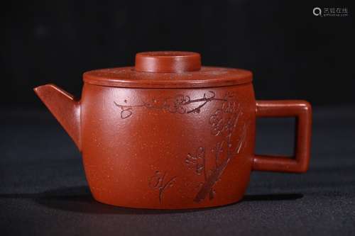 A Chinese Zisha Teapot Of Floral Pattern