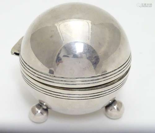 A novelty silver plate inkwell formed as a cricket ball 3