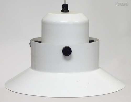 Vintage Retro: a Danish (Scandi) hanging pendant lamp / light with white livery and screw fitting