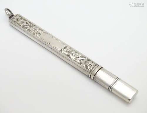 A silver pencil holder with engraved decoration, hallmarked Chester191 maker Villiers & Jackson 4