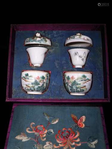 Set Of Chinese Porcelain Famille Rose Vessels