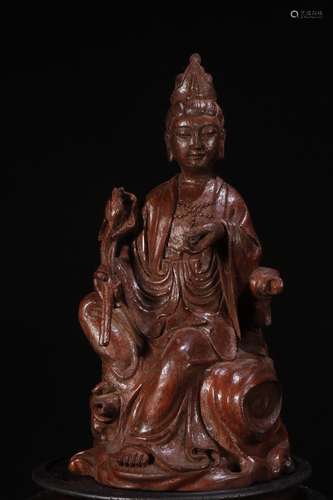 A Chinese Bamboo Guanyin Statue