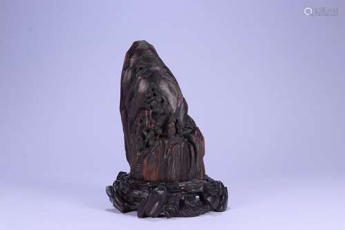 A Chinese Agarwood Figure-Story Ornament