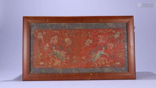 A Chinese Embroidery Of Lions