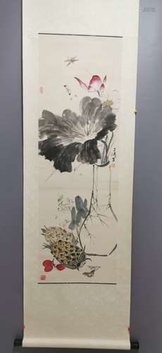 A Chinese Painting Of Floral, Wang Xuetao Mark