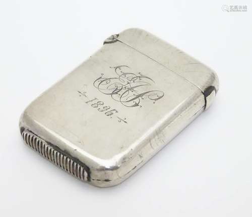 A Victorian silver vesta case hallmarked Birmingham 1881 maker George Unite. 2 1.4