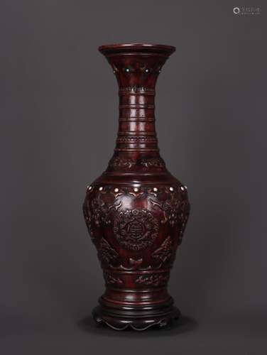 A Chinese Agarwood Floral Pattern Vase