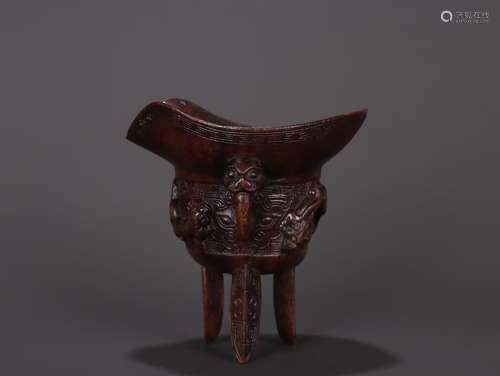 A Chinese Agarwood Dragon Pattern Vessel